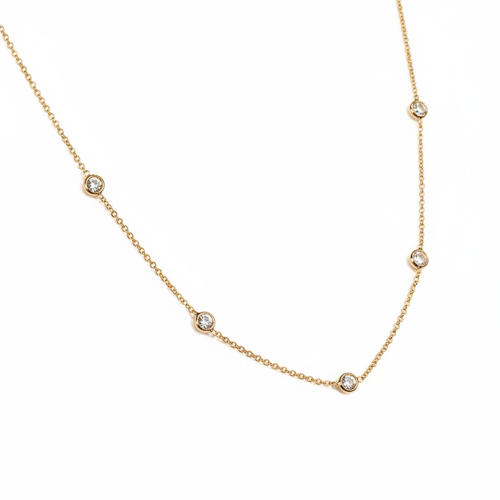 GOLD FILLED - NECKLACE - CZ BEZEL STATION