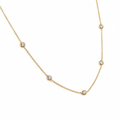 GOLD FILLED - NECKLACE - CZ BEZEL STATION