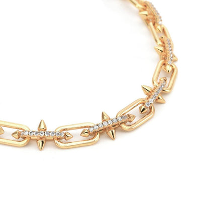 Pavé Trident Link Necklace | Gold or White Gold | Premium Gold Plated