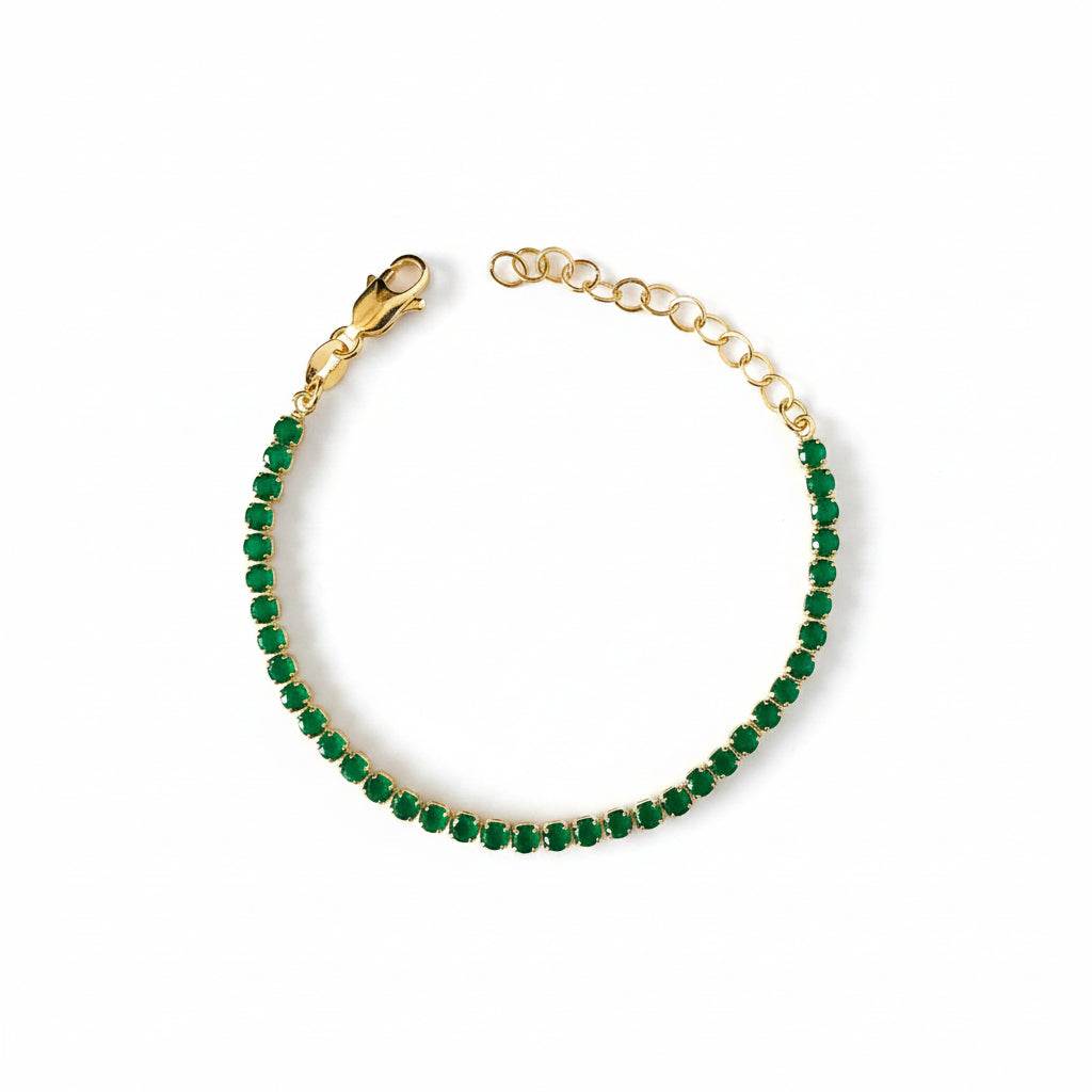 GOLD FILLED - TENNIS BRACELET - CZ EMERALD 3MM
