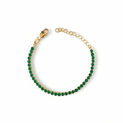 GOLD FILLED - TENNIS BRACELET - CZ EMERALD 3MM
