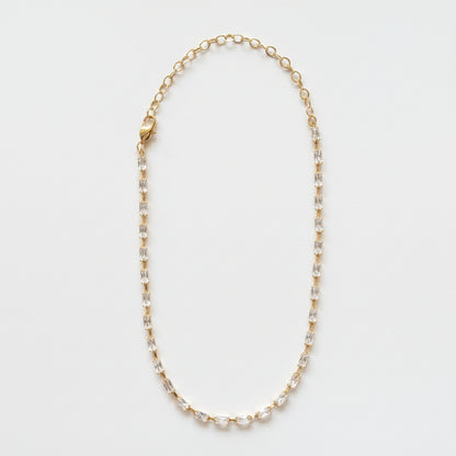 GOLD FILLED - TENNIS NECKLACE - CUTESIE CZ BAGUETTE CHOKER