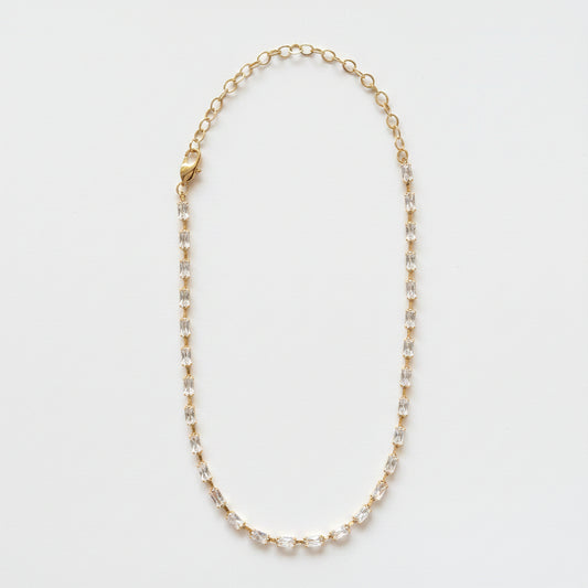 GOLD FILLED - TENNIS NECKLACE - CUTESIE CZ BAGUETTE CHOKER