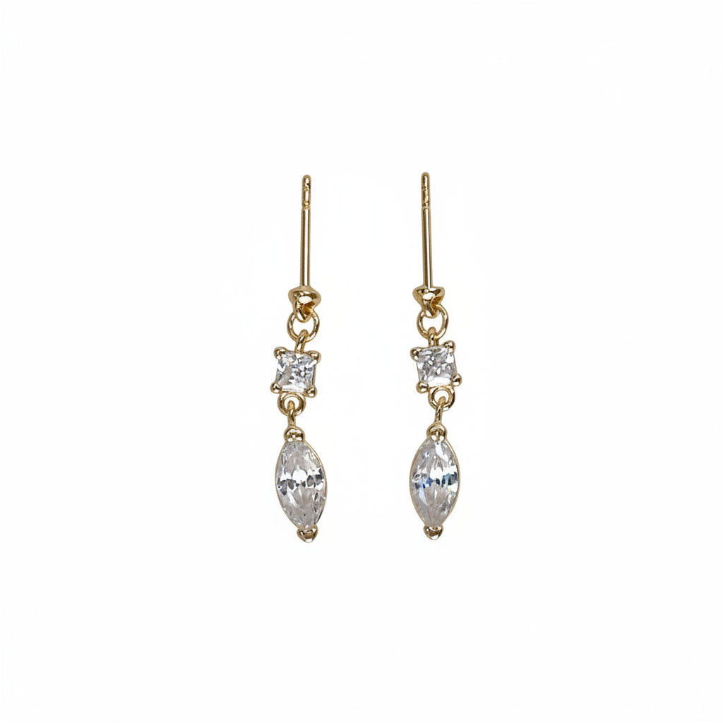 Princess & Marquise Dangle Stud Earrings | 20MM | 18K Gold-Filled