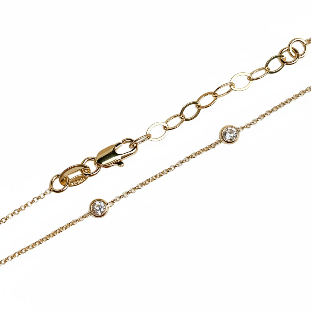 GOLD FILLED - NECKLACE - CZ BEZEL STATION