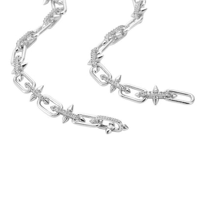 Pavé Trident Link Necklace | Gold or White Gold | Premium Gold Plated