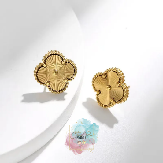 Gold Clover Jewelry Collection | Necklace, Bracelet & Earrings | 18K Gold Plated | 304 Stainless Steel