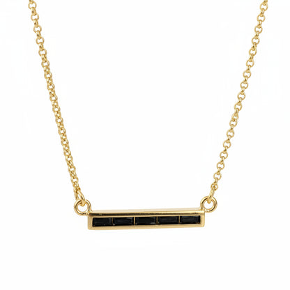 GOLD FILLED - NECKLACE - CZ BAR BLACK