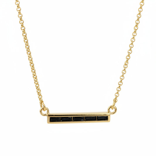 GOLD FILLED - NECKLACE - CZ BAR BLACK