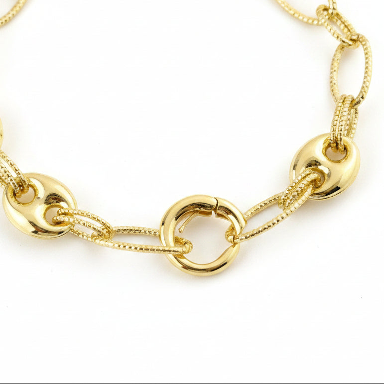 GOLD FILLED - BRACELET - CUTESIE FANCY MIX PUFF MARINER 3MM