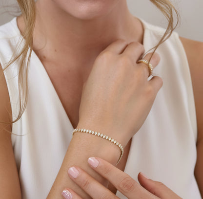 GOLD FILLED - TENNIS BRACELET - CZ MARQUISE 4MM