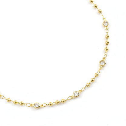 Beaded Bezel CZ Necklace | 18K Gold Filled