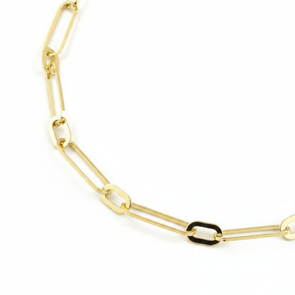 GOLD FILLED - NECKLACE - CUTESIE ELONGATED MIX PAPERCLIP 7MM