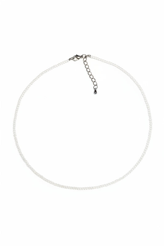 Natural Moonstone Necklace | 2mm Faceted Crystal Beads | Stainless Steel