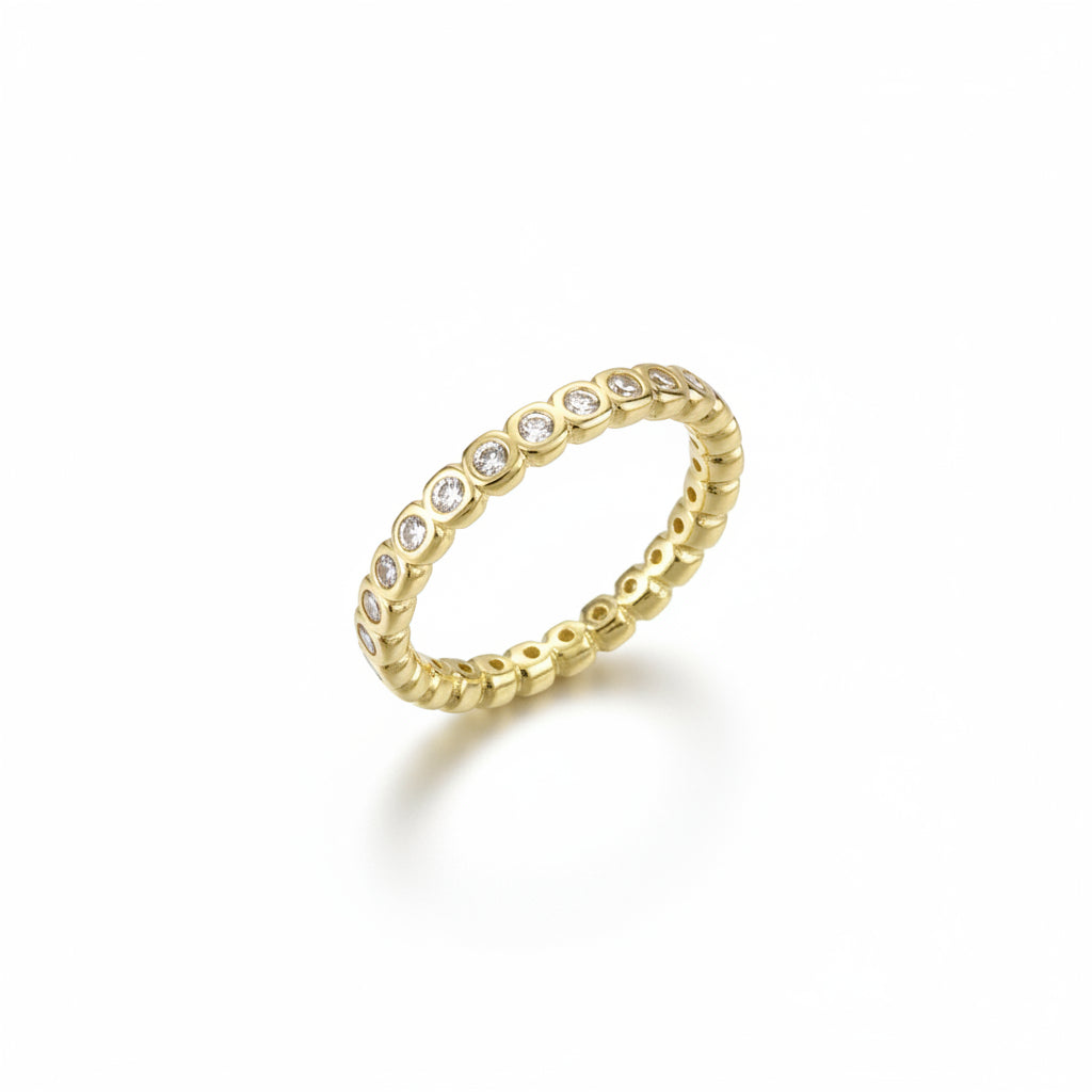 CZ Round Bezel Eternity Band | 2.5MM | 18K Gold Filled