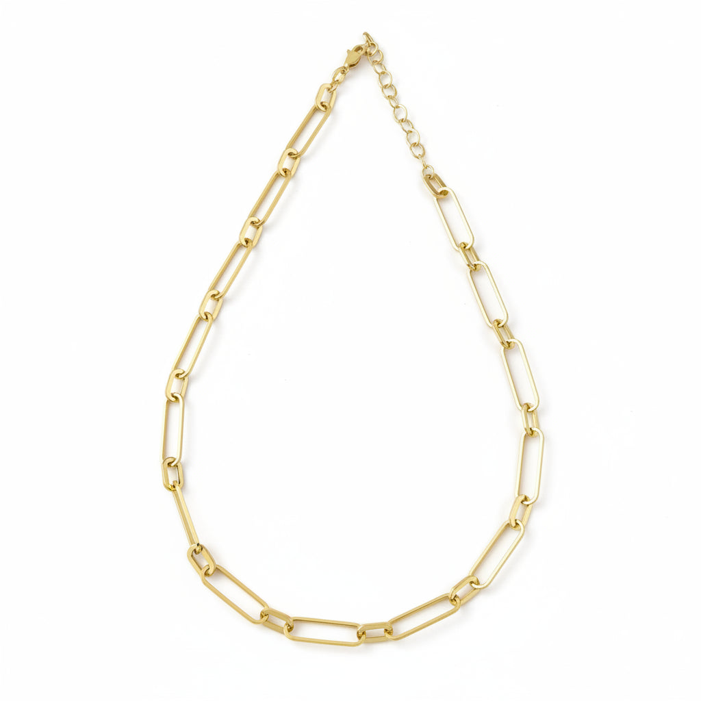 GOLD FILLED - NECKLACE - CUTESIE ELONGATED MIX PAPERCLIP 7MM