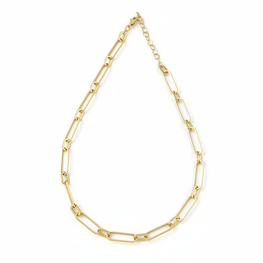 GOLD FILLED - NECKLACE - CUTESIE ELONGATED MIX PAPERCLIP 7MM