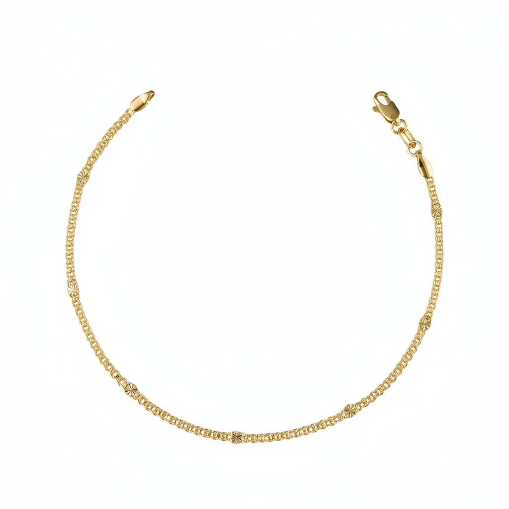 Luna Diamond-Cut Mesh Chain Anklet | 18K Gold Filled
