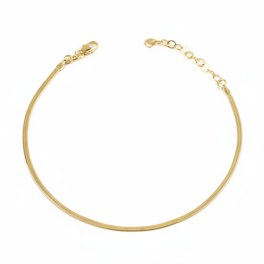 Herringbone Anklet | 2MM | 18K Gold Filled