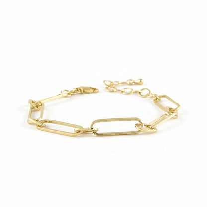 GOLD FILLED - BRACELET - CUTESIE ELONGATED MIX PAPERCLIP 7MM