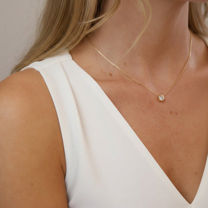 GOLD FILLED - NECKLACE - CZ SOLITARE BEZEL