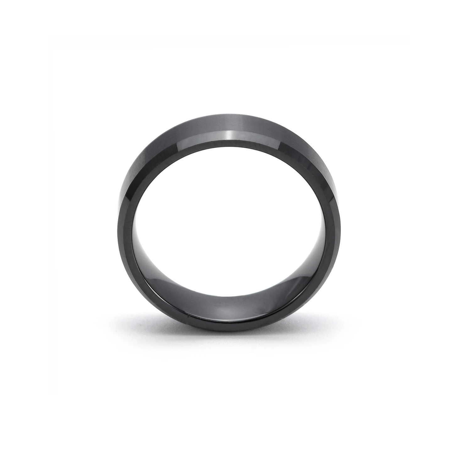 PREMIUM CERAMIC - RING - BLACK BEVELED EDGE 6MM