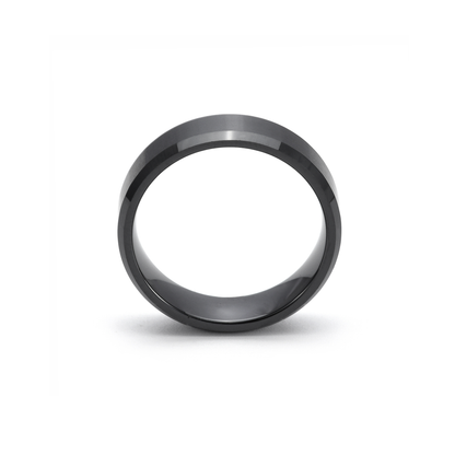 PREMIUM CERAMIC - RING - BLACK BEVELED EDGE 6MM