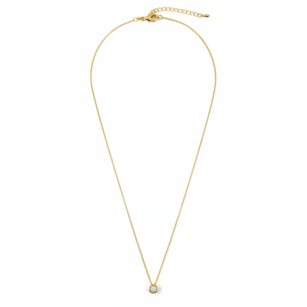 GOLD FILLED - NECKLACE - CZ SOLITARE BEZEL