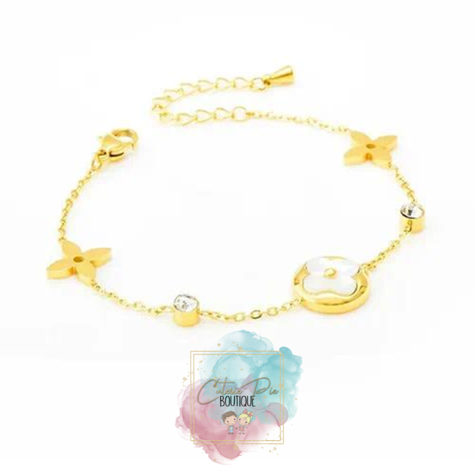 GOLD Flower Blossom Bracelet - Titanium Steel Plated