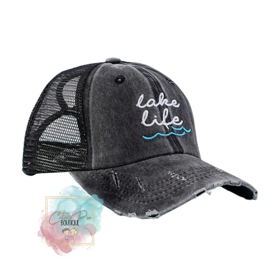 Lake Life - Adult Baseball Cap / Up-do Hat / Ponytail Cap