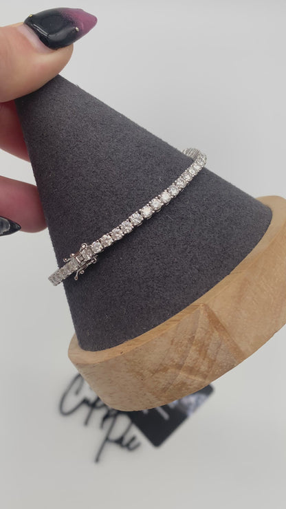Moissanite Tennis Bracelet 3MM | Round Brilliant 0.1CT Each Stone | Platinum over Sterling Silver | Certificate Included