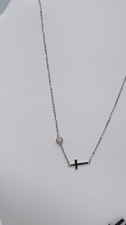 Moissanite Station Cross Necklace | 0.3CT | 950 Platinum-Plated Sterling Silver | Certificate Included