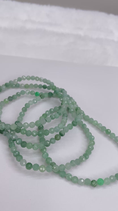 4MM Faceted Burma Jadeite Bracelet | Natural Gemstone Stretch Bracelet
