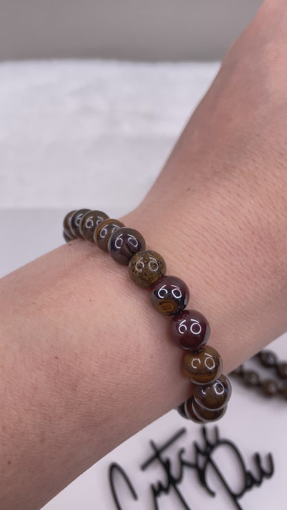 8MM Tiger Iron | Natural Crystal Stretch Bracelet