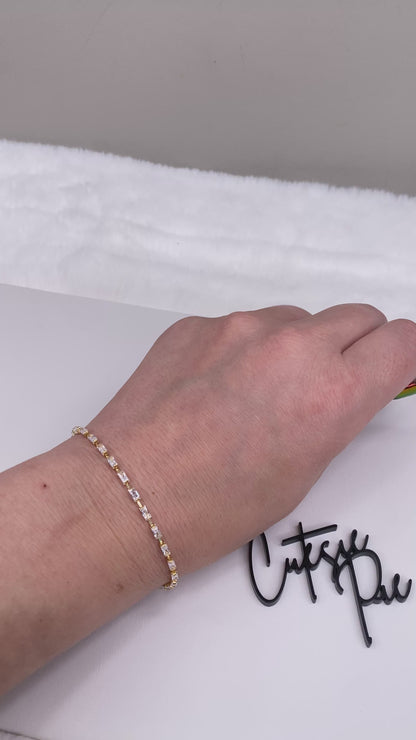 GOLD FILLED - TENNIS BRACELET - CZ BAGUETTE 2x4MM