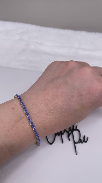 GOLD FILLED - TENNIS BRACELET - CZ ROYAL BLUE 3MM