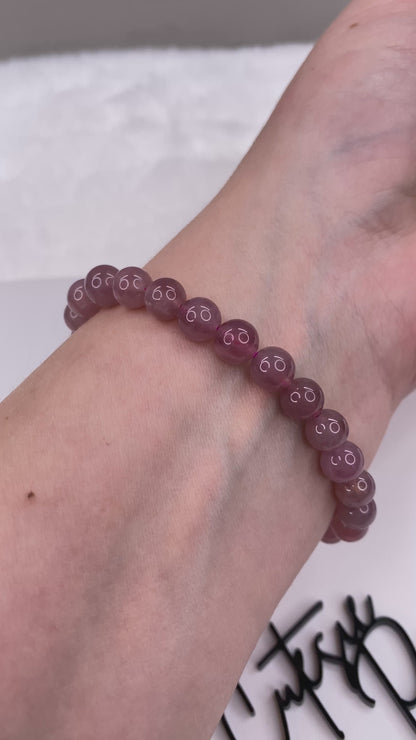 8MM Purple Rose Quartz | Natural Crystal Stretch Bracelet