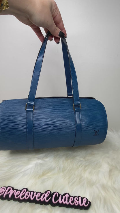 Louis Vuitton Soufflot Top Handle in Epi Leather - Toledo Blue / LV Pre-Loved Handbag