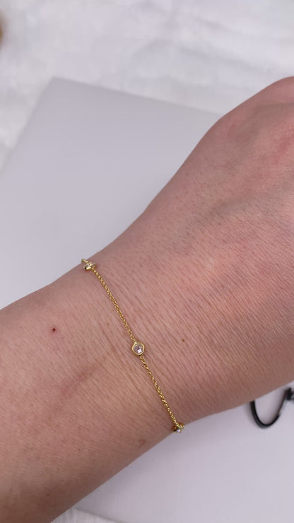 GOLD FILLED - BRACELET - CZ STATION BEZEL SET