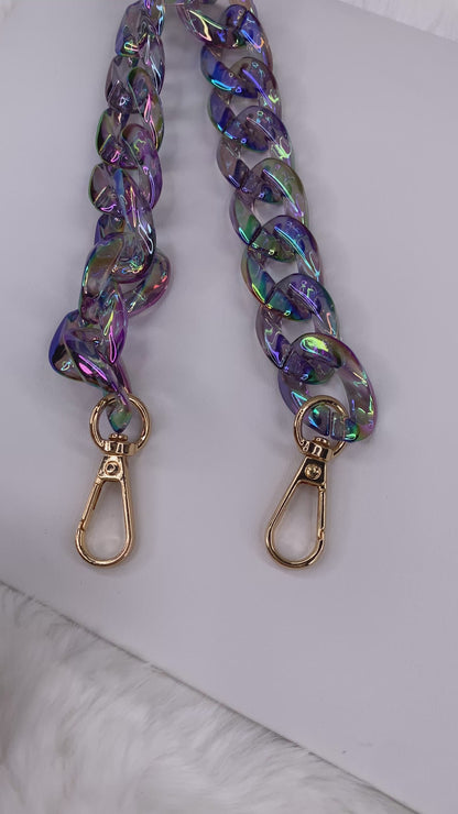 Iridescent Rainbow Chain Strap | Purse Chain, Phone Chain & Bag Charm Accessory