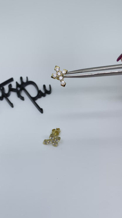 Moissanite Faith Cross Stud Earrings | 12x10MM | 18K Gold or 950 Platinum-Plated Sterling Silver | Certificate Included