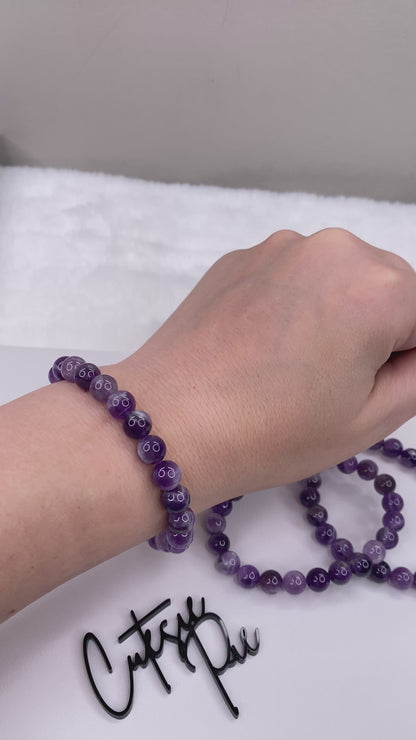 8MM Chevron Amethyst | Natural Crystal Stretch Bracelet