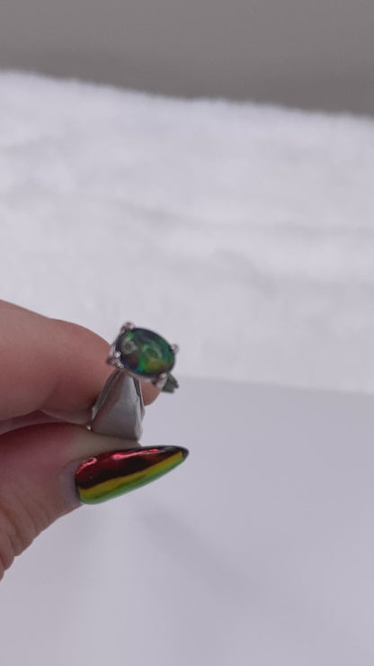 Natural Black Opal Stud Earrings | 5x7mm Gemstone | .925 Sterling Silver