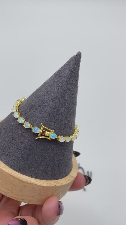 GOLD VERMEIL - TENNIS BRACELET - OPAL PEAR 4MM