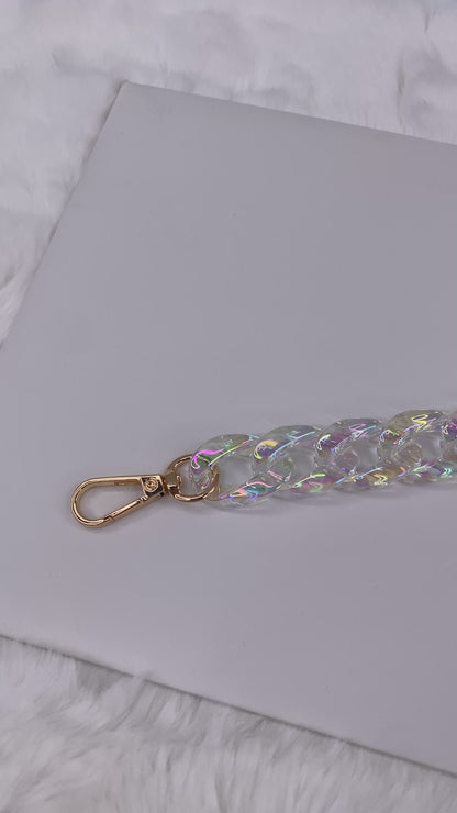 Iridescent Clear Chain Strap | Phone Chain, Bag Charm & Keychain Accessory
