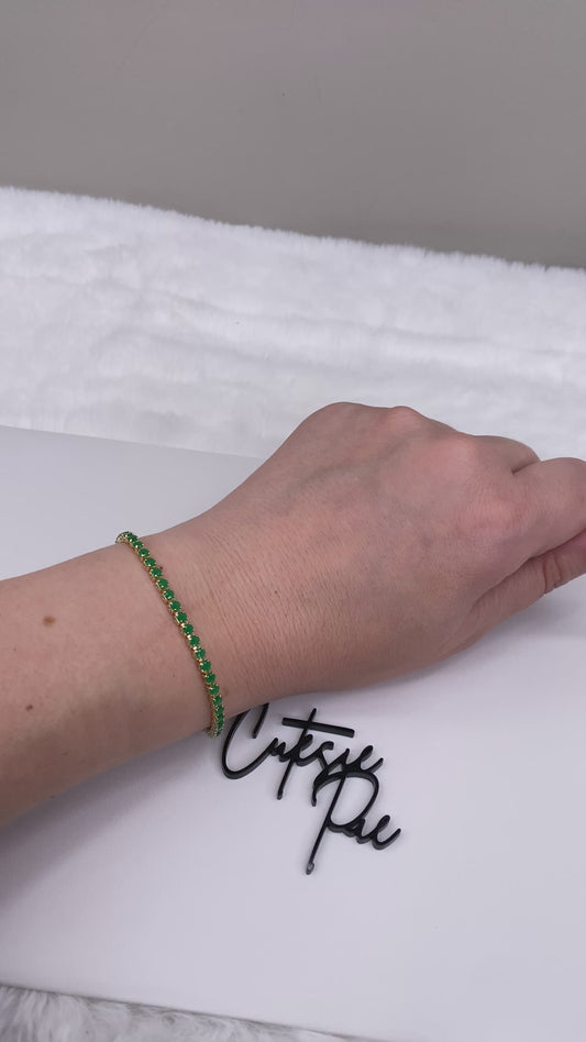 GOLD FILLED - TENNIS BRACELET - CZ EMERALD 3MM