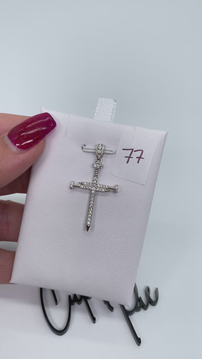Moissanite Forged Cross Pendant | Rhodium-Plated Sterling Silver | Certificate Included