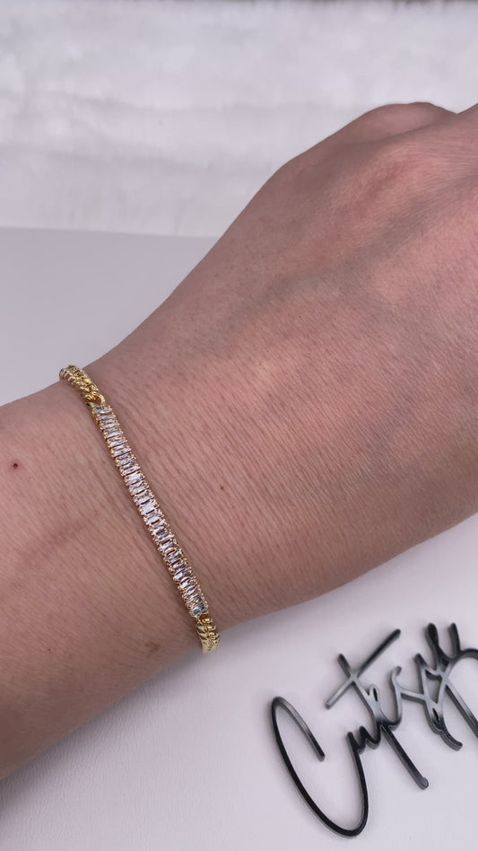 GOLD FILLED - BRACELET - CZ BAGUETTE + CURB MIX 3.5MM
