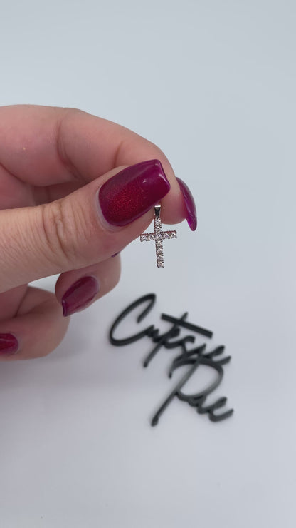 Moissanite Hope Cross Pendant | Rhodium-Plated Sterling Silver | Certificate Included