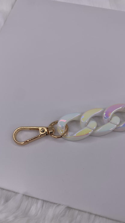 Iridescent White Chain Strap | Phone Chain, Bag Charm & Keychain Accessory